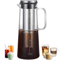 Airtight Cold Brew Iced Coffee Maker and Tea Infuser- 1.0L / 34Oz Glass Carafe with Removable Stainless Steel Filter