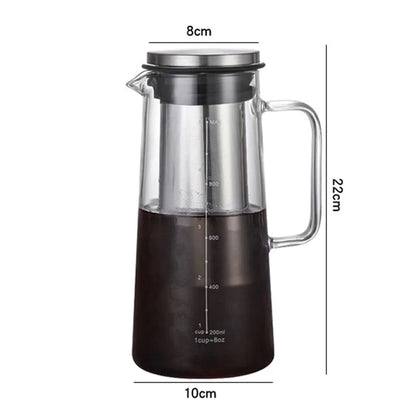 Airtight Cold Brew Iced Coffee Maker and Tea Infuser- 1.0L / 34Oz Glass Carafe with Removable Stainless Steel Filter